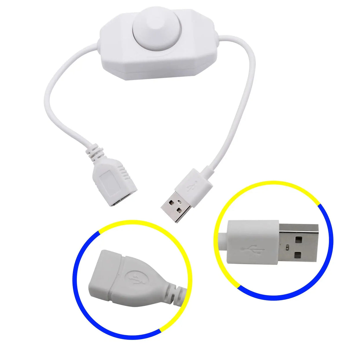USB LED Dimmer – 5V Inline Brightness Control Switch for LED Light Strips